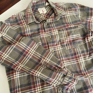 Red Head Brand Flannel Green Plaid Long Sleeve Button Down Shirt Size Medium